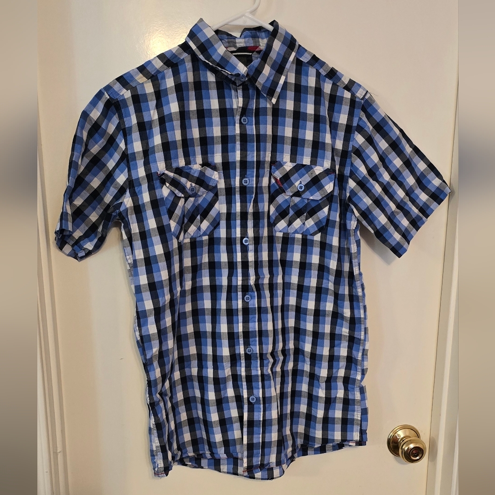 #229 Burnside men's short sleeve plaid shirt